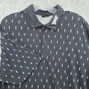 PXG Polo Shirt Mens Small Black Cactus Print Short Sleeve Golf Performance